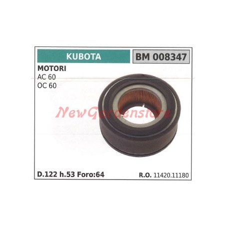 Filtro aria KUBOTA motore trattorino AC 60 OC 60 008347 1142011180 | NewgardenParts.com