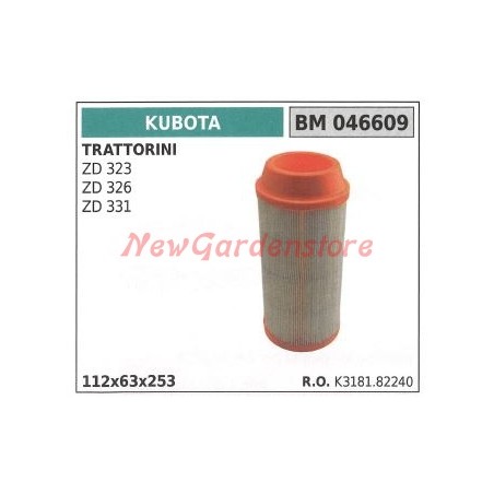 Filtro aria KUBOTA motore trattorino ZD 323 326 331 046609 | NewgardenParts.com