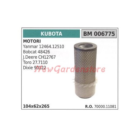 Filtro aria KUBOTA motorE Yanmar 12464.12510 Bobcat 48426 006775