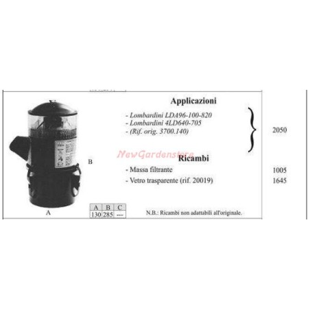 Filtro aria LOMBARDINI per motocoltivatore LDA96 100 820 2050 | NewgardenParts.com