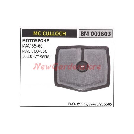 Filtro aria MC CULLOCH motosega MAC 55 60 700 850 10.10 (2° SERIE) 001603 | NewgardenParts.com