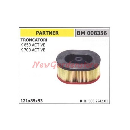 Filtro aria PARTNER per troncatore K 650 K 700 ACTIVE 008356 | NewgardenParts.com