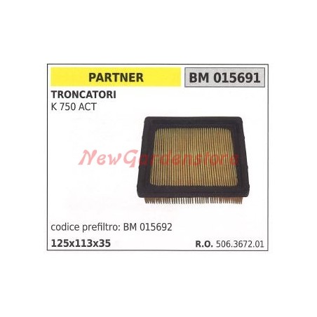 Filtro aria PARTNER per troncatore K 750 ACT 015691 | NewgardenParts.com