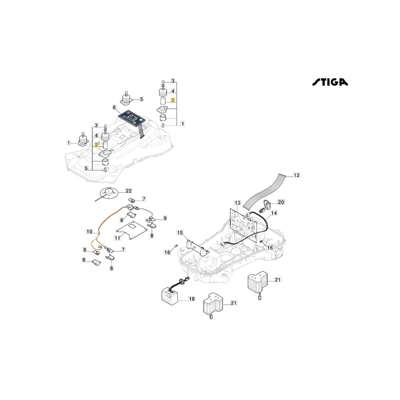 Tondeuse robot antivibration modèles A10000 A3000 ORIGINAL STIGA 322250019/0