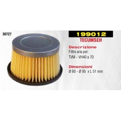 Filtro aria TVM-VH40 a 70 TECUMSEH  Rasaerba 30727 Tagliaerba 199012