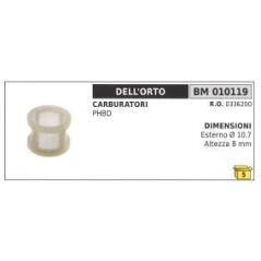 Filtro benzina DELL'ORTO PHBD carburatore Ø esterno 10,7mm altezza 8mm 0336200 | NewgardenParts.com