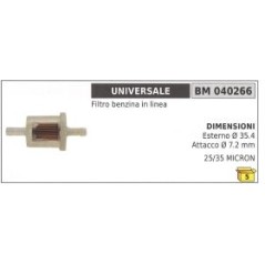 Benzinleitungsfilter UNIVERSAL außen Ø 35,4 mm Ø Anschlüsse 7,2 mm | NewgardenParts.com