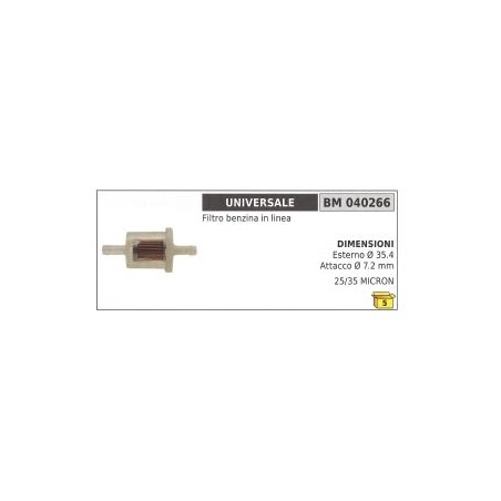 Benzinleitungsfilter UNIVERSAL außen Ø 35,4 mm Ø Anschlüsse 7,2 mm | NewgardenParts.com