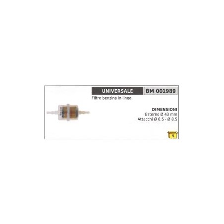 Benzinleitungsfilter UNIVERSAL außen Ø 43 mm Ø Anschlüsse 6,5 mm - 8,5 mm | NewgardenParts.com