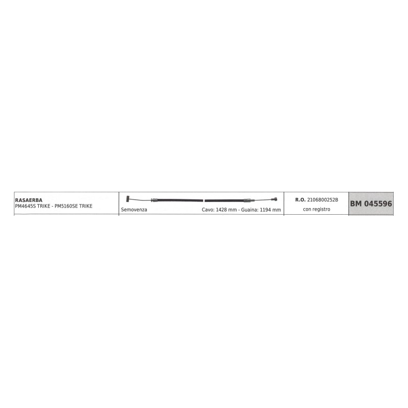 MOWOX Rasenmäher PM4645S TRIKE Kabel 1428 mm Kabelummantelung 1194 mm