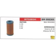 Filtro gasolio MITSUBISHI K3D - K3B - K4C - K4E Ø esterno 30 mm altezza 58 mm | NewgardenParts.com