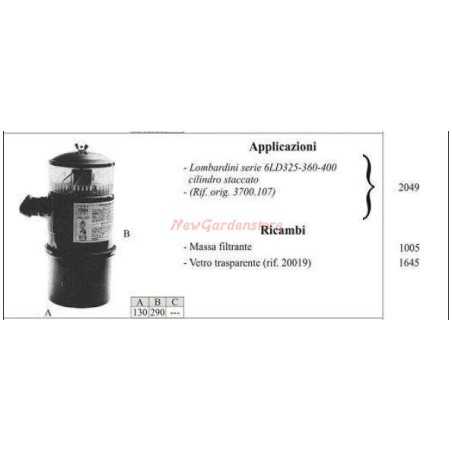 Filtro de aceite LOMBARDINI para motocultor 6LD325 360 400 2049 | NewgardenParts.com
