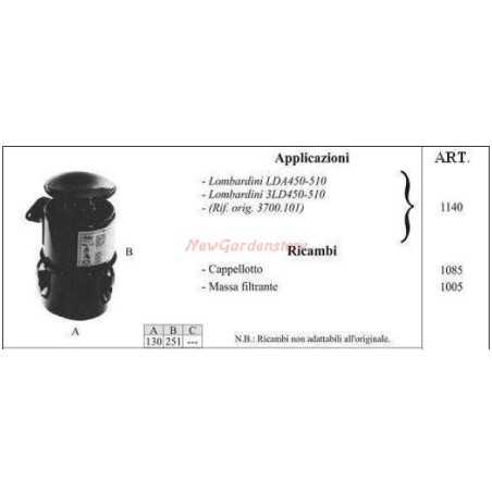 Filtre à huile LOMBARDINI pour tracteur à pied LDA450 510 1140 | NewgardenParts.com