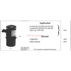 Filtre à huile LOMBARDINI pour tracteur à pied LDA500 503 520 1191 | NewgardenParts.com