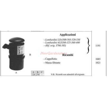 Filtre à huile LOMBARDINI pour tracteur à pied LDA500 503 520 1191 | NewgardenParts.com