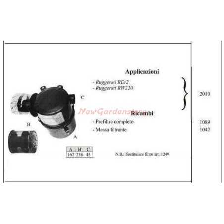 Oil filter RUGGERINI for walking tractor RD/2 2010 | NewgardenParts.com