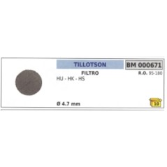 Filtro TILLOTSON motosega HU - HK - HS Ø 4,7 mm 95-180 | NewgardenParts.com