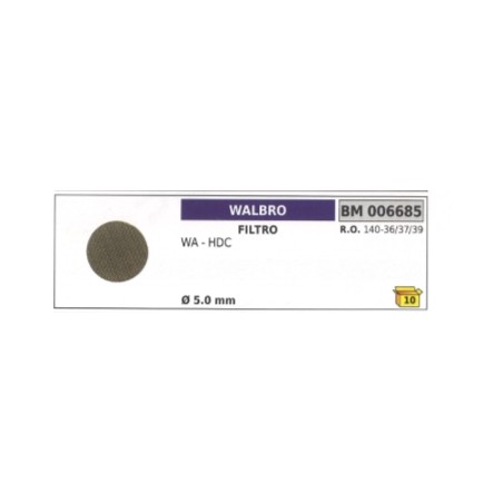 Filtro WALBRO motosega WA - HDC Ø 5,0 mm 140-36/37/39 | NewgardenParts.com