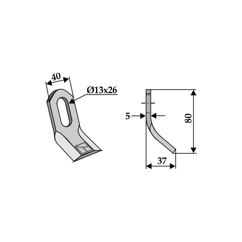 Coltello a Y spessore 5 mm per trincia erba frontale PERUZZO ELK 05050130 Pz 1