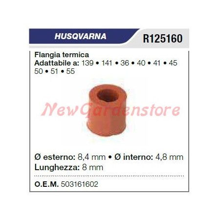 Flangia termica aspirazione HUSQVARNA motosega 139 141 36 40 41 45 R125160 | NewgardenParts.com