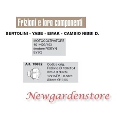 Frizione 100x104 motocoltivatore 401 402 403 ROBYN EY20 BERTOLINI EMAK 15832 | NewgardenParts.com