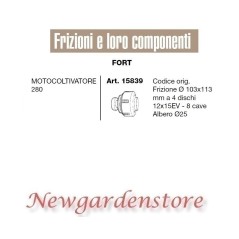 Frizione 103x113 motocoltivatore 280 FORT 15839 compatibile 12X15EV 8cave | NewgardenParts.com