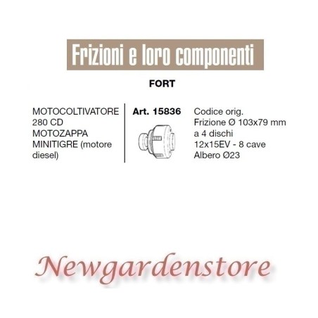 Frizione 103x79 motocoltivatore 280 CD motozappa MINITIGRE diesel FORT 15836 | NewgardenParts.com