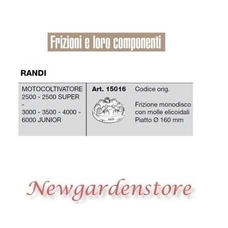 Kupplung 15016 RANDI Motorgrubber 2500 3000 3500 4000 6000 JUNIOR 160mm | NewgardenParts.com