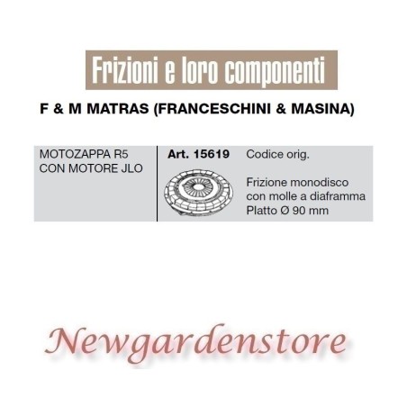 Frizione 15619 motozappa R5 motore JLO compatibile F&M MATRAS FRANCESCHINI | NewgardenParts.com