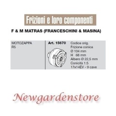 Frizione 15670 motozappa R5 compatibile F&M MATRAS FRANCESCHINI MASINA 9 cave | NewgardenParts.com