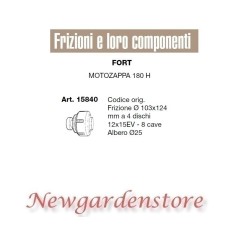 Frizione 4dischi 103x124 12X15EV compatibile motozappa 180 H FORT 8cave 15840 | NewgardenParts.com