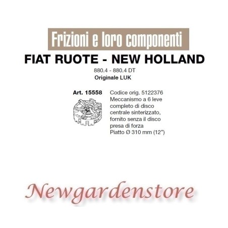 Frizione 6 leve disco trattore 880.4 880.4DT LUK 15558 FIAT NEW HOLLAND 5122376 | NewgardenParts.com