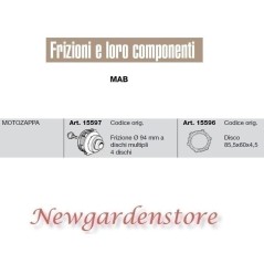 Frizione 94mm dischi multipli 4 disco motozappa compatibile MAB 15597 15596 | NewgardenParts.com