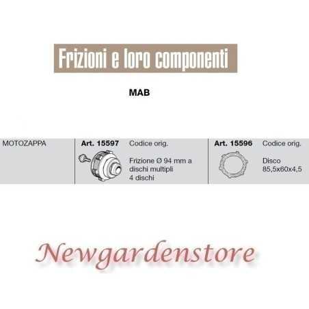 Clutch 94mm 4 discs motor cultivator tiller compatible MAB 15597 15596 | NewgardenParts.com