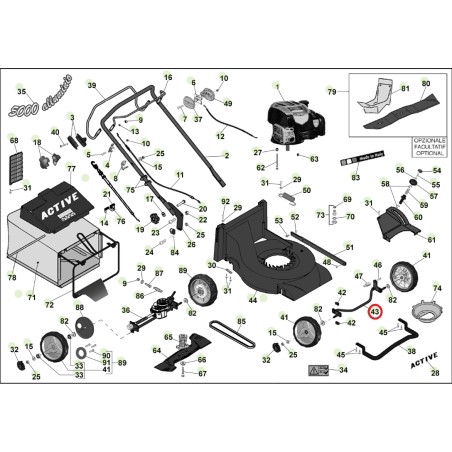 Assale anteriore nero ORIGINALE ACTIVE rasaerba tagliaerba 5000 - 5400 050035 | NewgardenParts.com