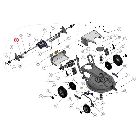 Assale posteriore destro ORIGINALE GRIN rasaerba tagliaerba spm53 ASM-0044 | NewgardenParts.com