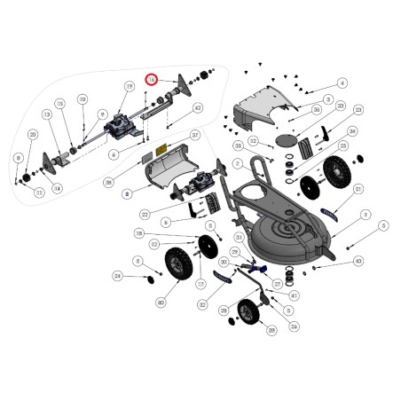 Assale posteriore sinistro ORIGINALE GRIN rasaerba tagliaerba spm53 ASM-0043 | NewgardenParts.com