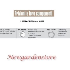 Frizione disco 12x15 motozappa motocoltivatore LAMPACRESCIA MGM motore benzina | NewgardenParts.com