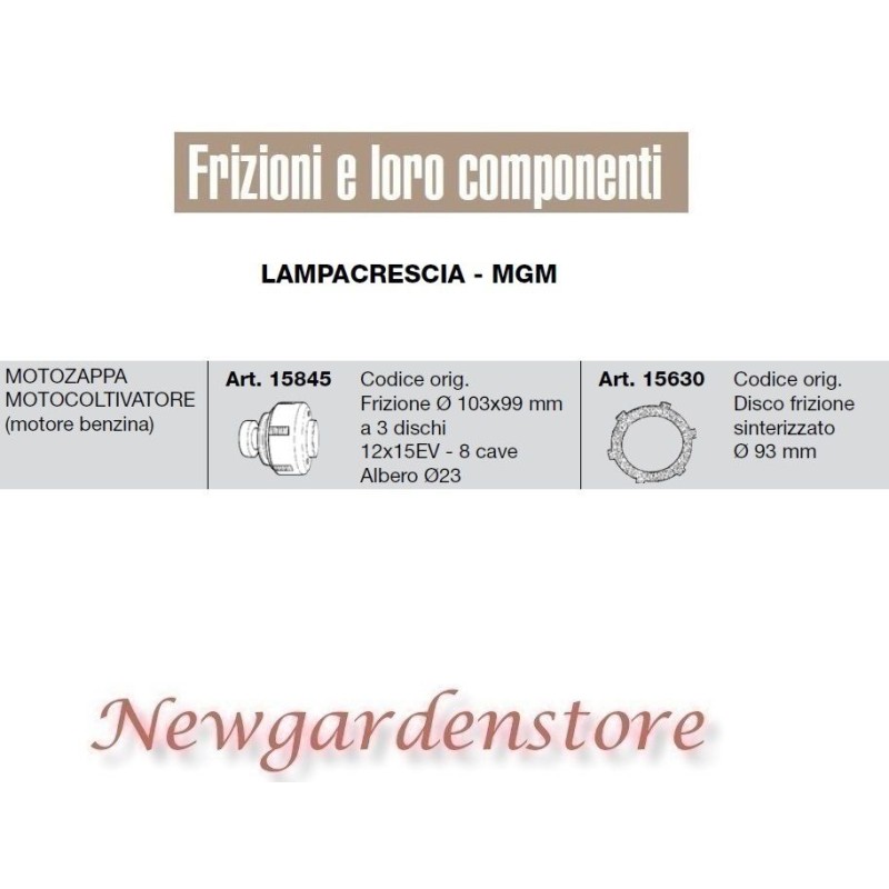 Frizione disco 12x15 motozappa motocoltivatore LAMPACRESCIA MGM motore benzina