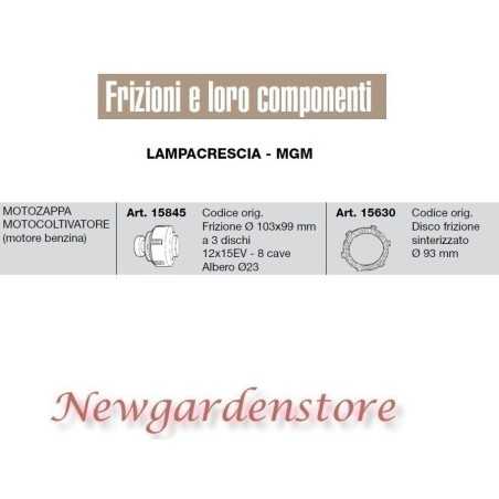 Scheibenkupplung 12x15 Motorgrubber LAMPACRESCIA MGM Benzinmotor | NewgardenParts.com