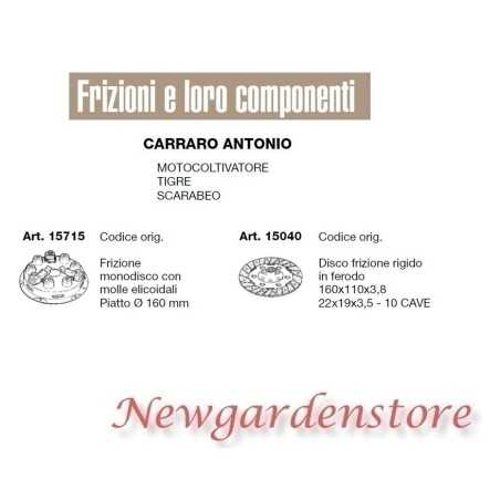 Scheibenkupplung kompatibel CARRARO ANTONIO MOTORCULTIVATOR TIGRE SCARABEO | NewgardenParts.com