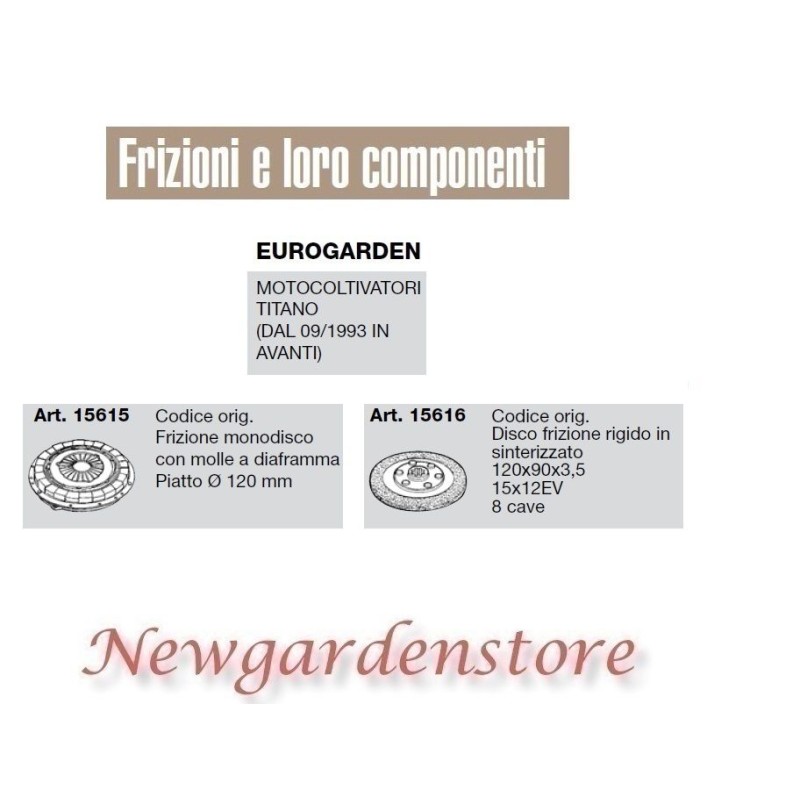 Frizione disco compatibile EUROGARDEN motocoltivatore titano 15615 15616