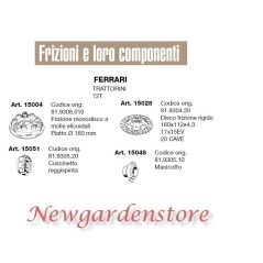 Frizione disco manicotto cuscinetto TRATTORINO 72T FERRARI 15004 15028 15051 | NewgardenParts.com