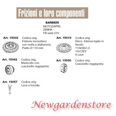 Frizione disco manicotto leva cuscinetto motozappa ZEBRA FB serie 210 BARBIERI | NewgardenParts.com