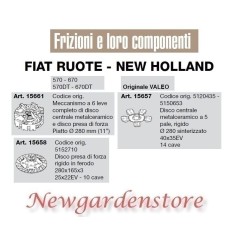 Frizione disco trattore 570 670 FIAT RUOTE NEW HOLLAND 15661 15657 15658 VALEO | NewgardenParts.com