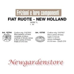 Frizione disco trattore serie TL L.65 15784 15785 FIAT RUOTE NEW HOLLAND 310mm | NewgardenParts.com