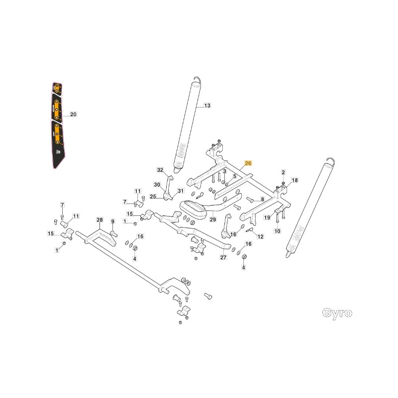 Liftachse für Rasentraktor Modelle GYRO500e ORIGINAL STIGA 387000159/0