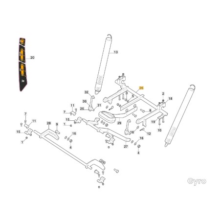 Asse sollevamento trattorino modelli GYRO500e ORIGINALE STIGA 387000159/0 | NewgardenParts.com