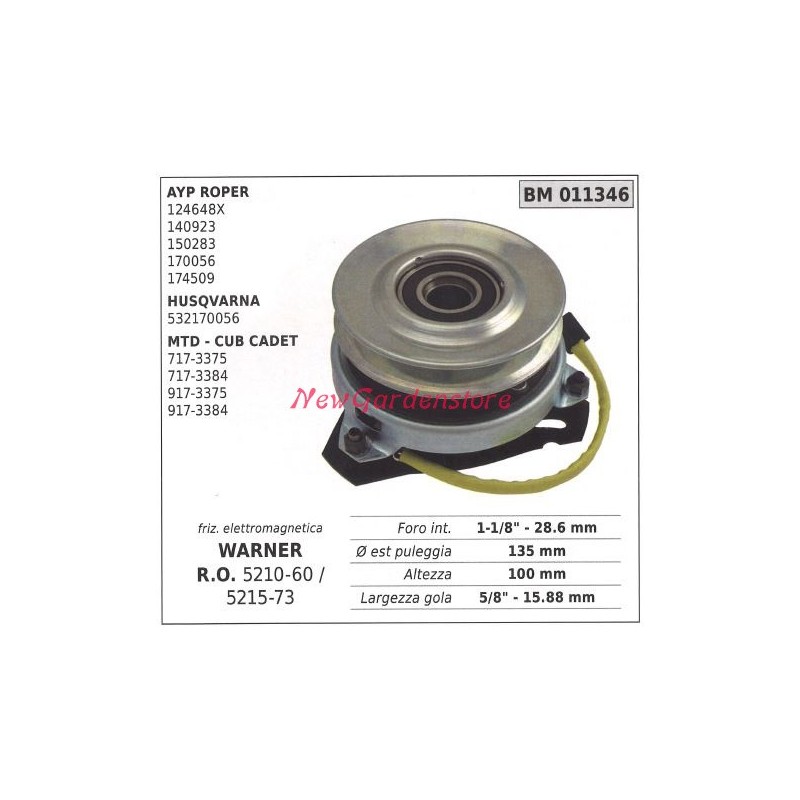 Frizione elettromagnetica warner rasaerba tosaerba ayp roper husqvarna 011346