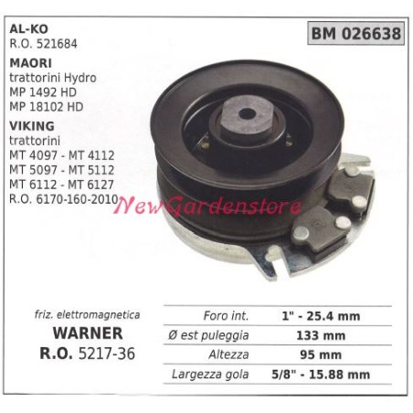 Frizione elettromagnetica warner rasaerba tosaerba maori mp1492hd 026638 | NewgardenParts.com